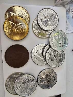 Huge Lot of Giant Novelty Oversized Replica Coins